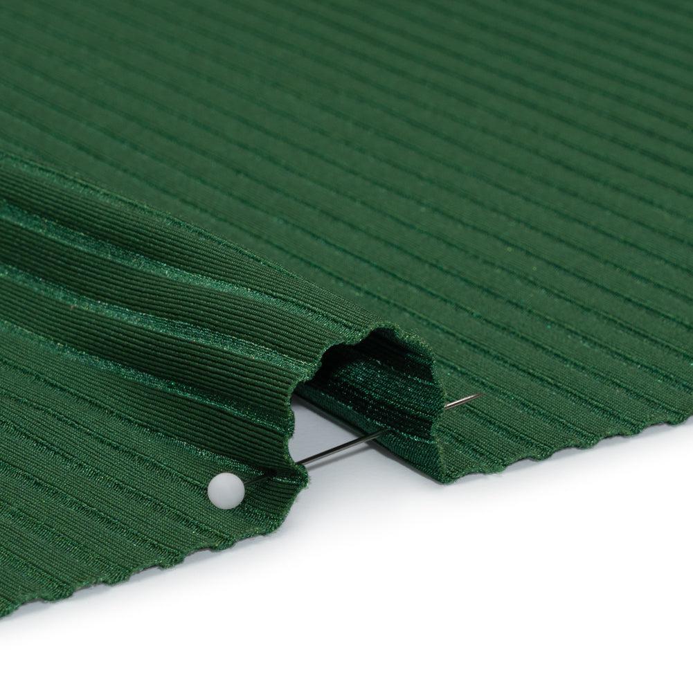Stretch Nylon 8x4 Rib Knit - Forest Green - Designer Deadstock Stretch Nylon 8x4 Rib Knit - Forest Green - Designer Deadstock