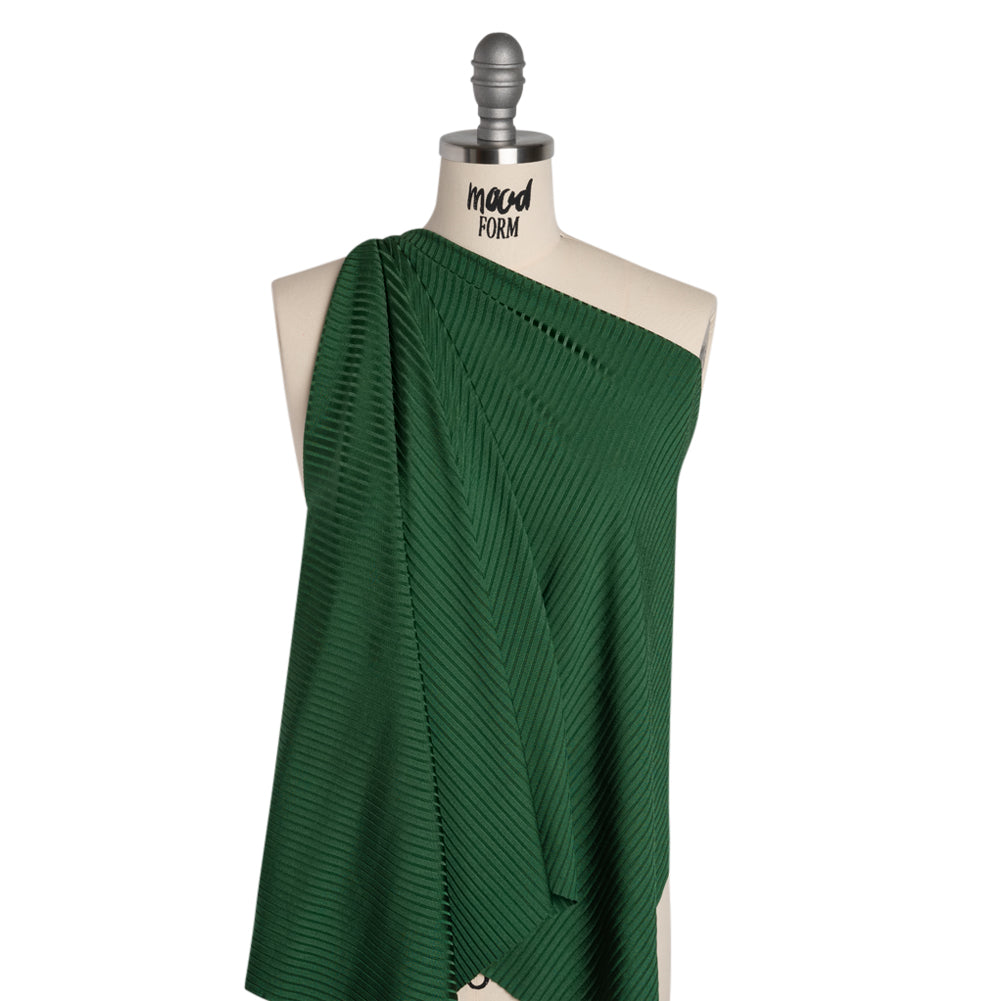 Stretch Nylon 8x4 Rib Knit - Forest Green - Designer Deadstock Stretch Nylon 8x4 Rib Knit - Forest Green - Designer Deadstock