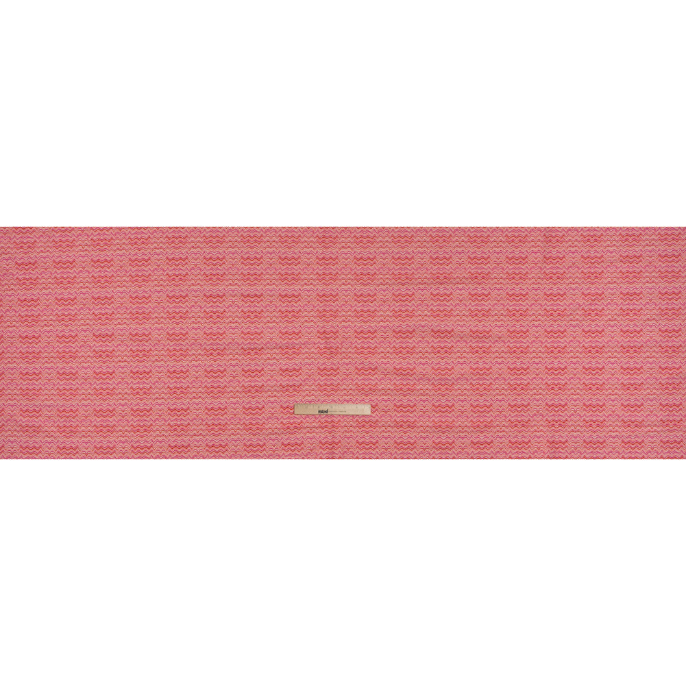 Stretch Nylon Swimwear Tricot - Magenta, Red and Pink Wavy Lines - Designer Deadstock Stretch Nylon Swimwear Tricot - Magenta, Red and Pink Wavy Lines - Designer Deadstock