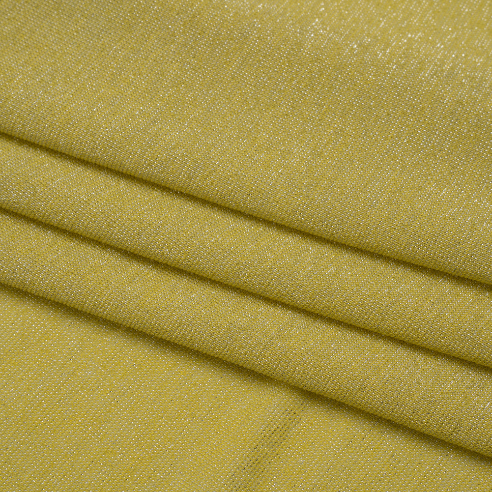 Metallic Stretch Rayon Jersey - Lemon Sparkle and Silver - Designer Deadstock - Folded Metallic Stretch Rayon Jersey - Lemon Sparkle and Silver - Designer Deadstock - Folded
