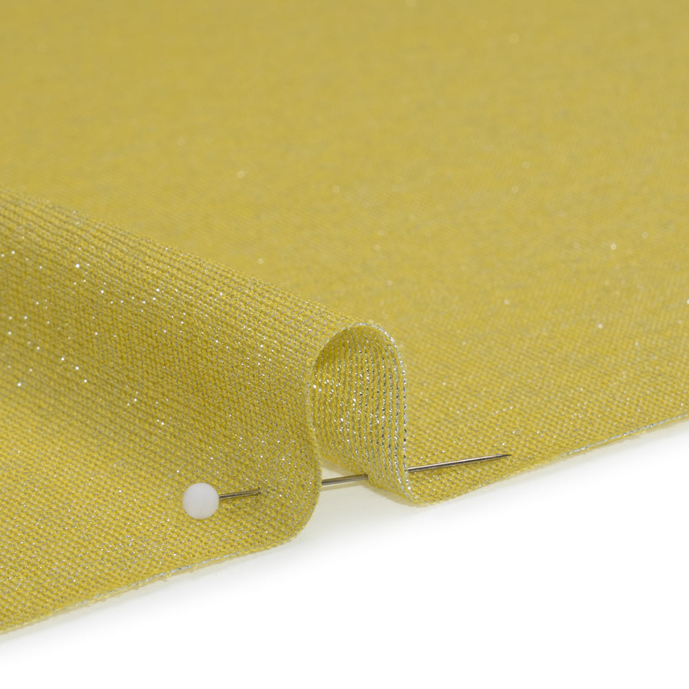 Metallic Stretch Rayon Jersey - Lemon Sparkle and Silver - Designer Deadstock - Detail Metallic Stretch Rayon Jersey - Lemon Sparkle and Silver - Designer Deadstock - Detail