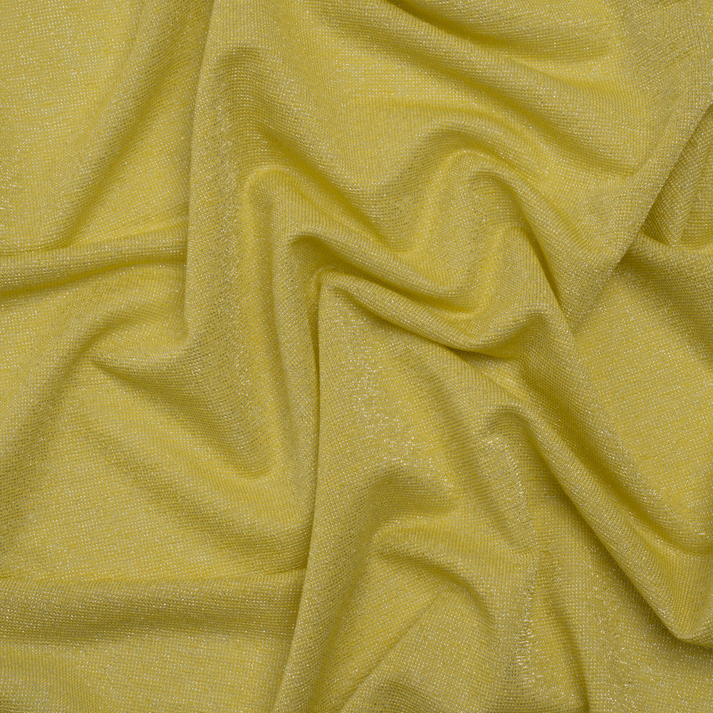 Metallic Stretch Rayon Jersey - Lemon Sparkle and Silver - Designer Deadstock Metallic Stretch Rayon Jersey - Lemon Sparkle and Silver - Designer Deadstock