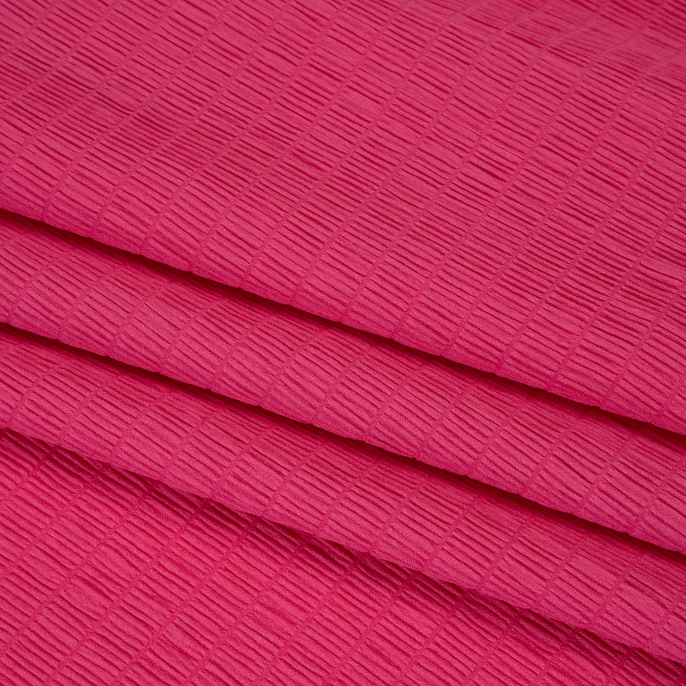 Stretch Nylon Seersucker - Hibiscus Pink - Designer Deadstock Stretch Nylon Seersucker - Hibiscus Pink - Designer Deadstock