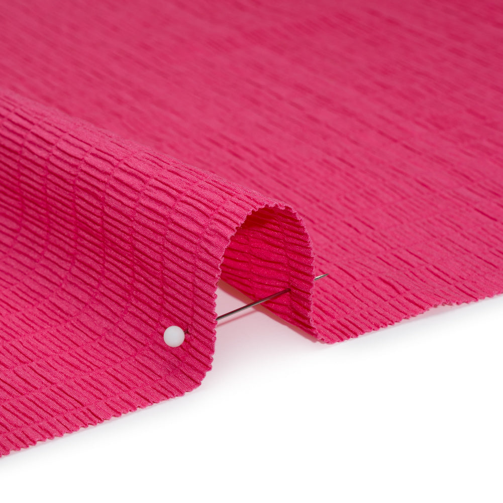 Stretch Nylon Seersucker - Hibiscus Pink - Designer Deadstock Stretch Nylon Seersucker - Hibiscus Pink - Designer Deadstock