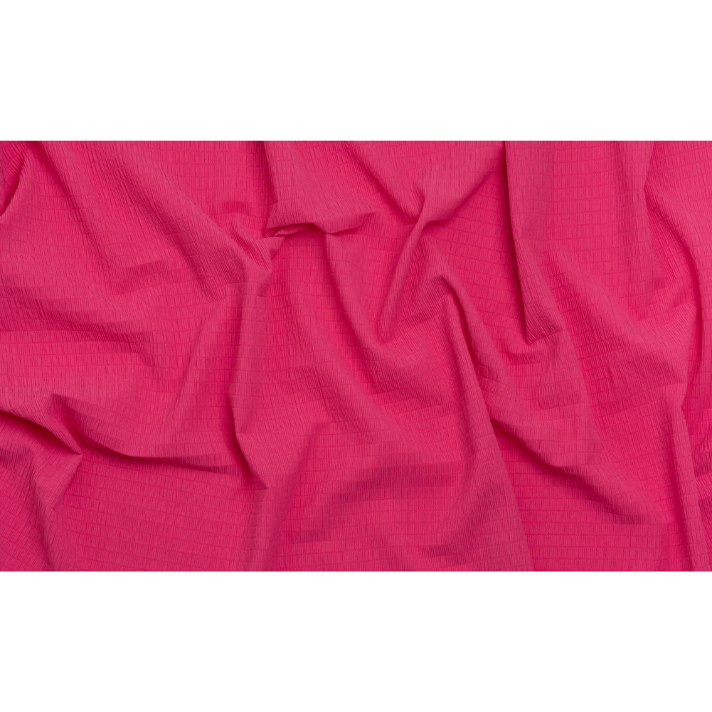 Stretch Nylon Seersucker - Hibiscus Pink - Designer Deadstock Stretch Nylon Seersucker - Hibiscus Pink - Designer Deadstock