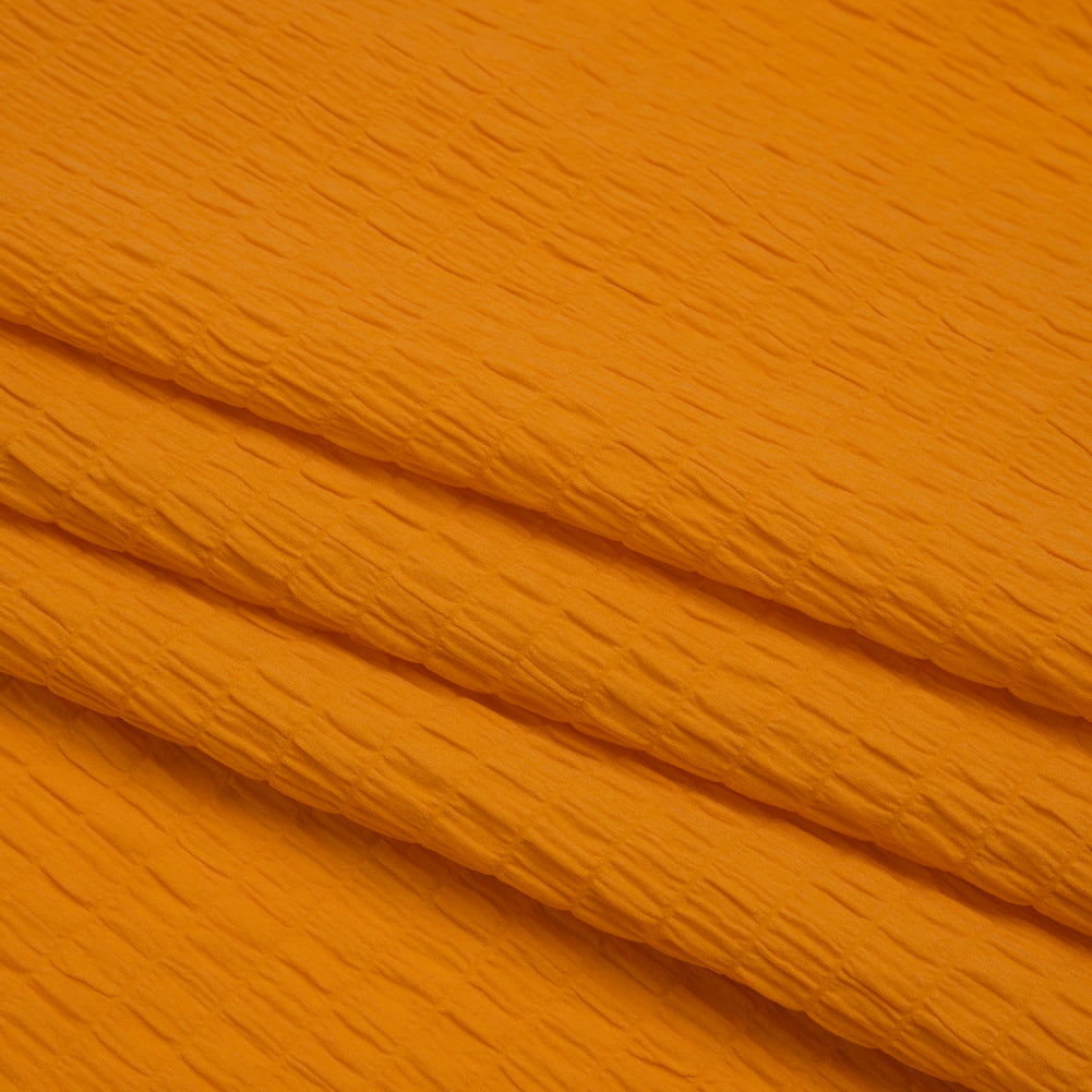 Stretch Nylon Seersucker - Mango Orange - Designer Deadstock Stretch Nylon Seersucker - Mango Orange - Designer Deadstock
