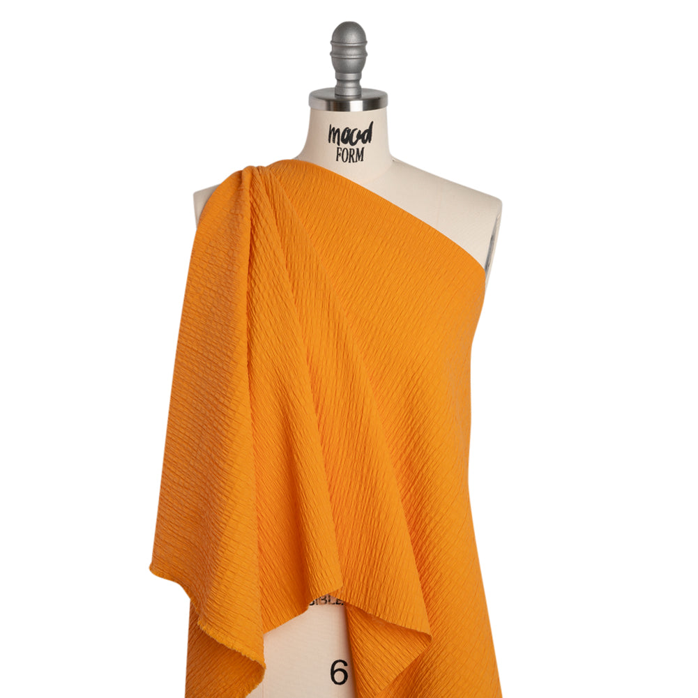 Stretch Nylon Seersucker - Mango Orange - Designer Deadstock Stretch Nylon Seersucker - Mango Orange - Designer Deadstock