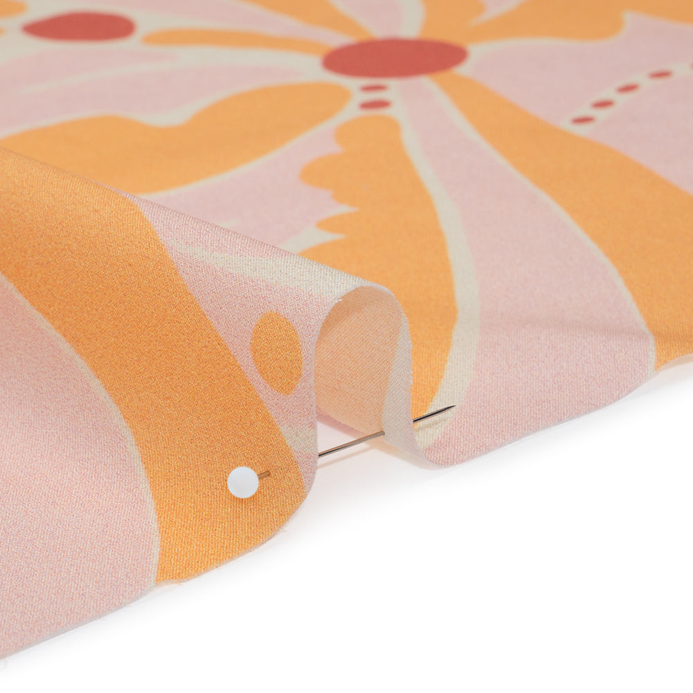 Cotton Lawn - Orange Creamsicle, Light Pink and Red Groovy Retro Floral - Designer Deadstock Cotton Lawn - Orange Creamsicle, Light Pink and Red Groovy Retro Floral - Designer Deadstock