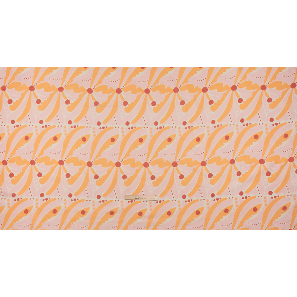 Cotton Lawn - Orange Creamsicle, Light Pink and Red Groovy Retro Floral - Designer Deadstock Cotton Lawn - Orange Creamsicle, Light Pink and Red Groovy Retro Floral - Designer Deadstock