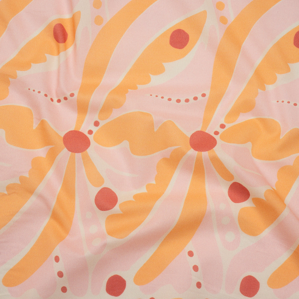 Cotton Lawn - Orange Creamsicle, Light Pink and Red Groovy Retro Floral - Designer Deadstock Cotton Lawn - Orange Creamsicle, Light Pink and Red Groovy Retro Floral - Designer Deadstock