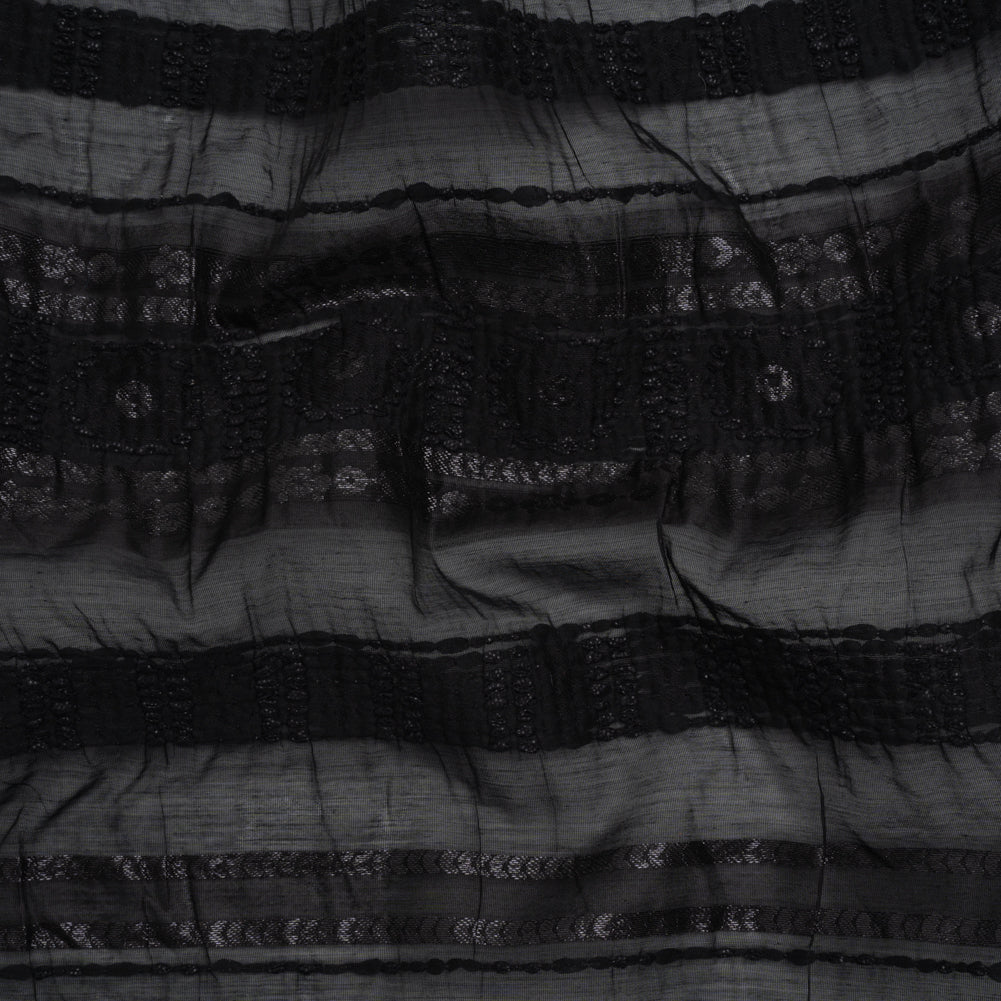 Textured Burnout Brocade - Metallic Black Circles and Stripes - Deadstock Textured Burnout Brocade - Metallic Black Circles and Stripes - Deadstock