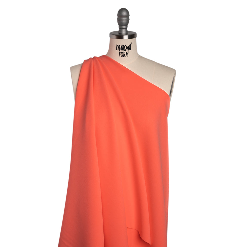 Stretch Polyester Crepe by Alex Perry - Neon Coral Pink - Designer Deadstock Stretch Polyester Crepe by Alex Perry - Neon Coral Pink - Designer Deadstock
