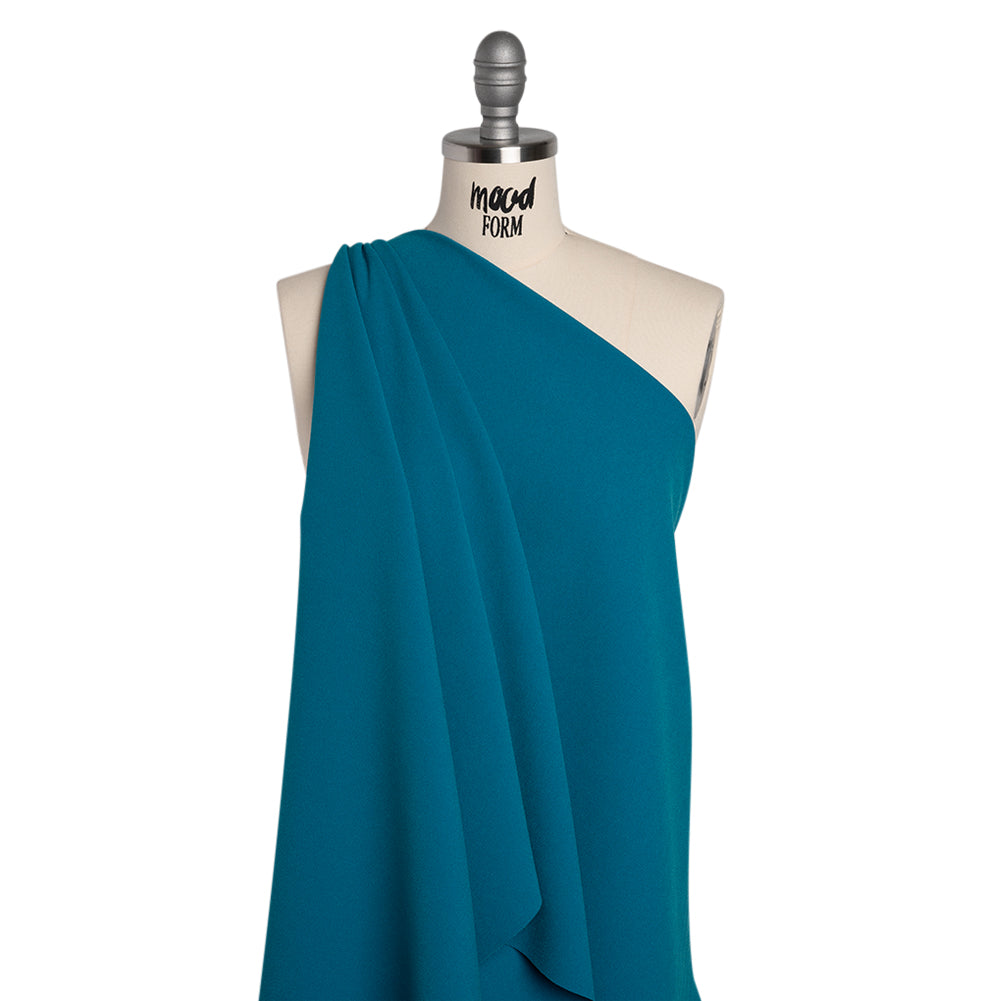 Stretch Polyester Crepe by Alex Perry - Teal - Designer Deadstock Stretch Polyester Crepe by Alex Perry - Teal - Designer Deadstock