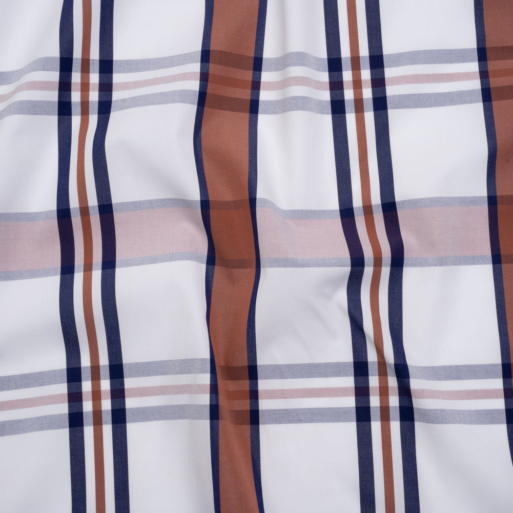Cotton Shirting - Red, White and Navy Plaid - Designer Deadstock Cotton Shirting - Red, White and Navy Plaid - Designer Deadstock