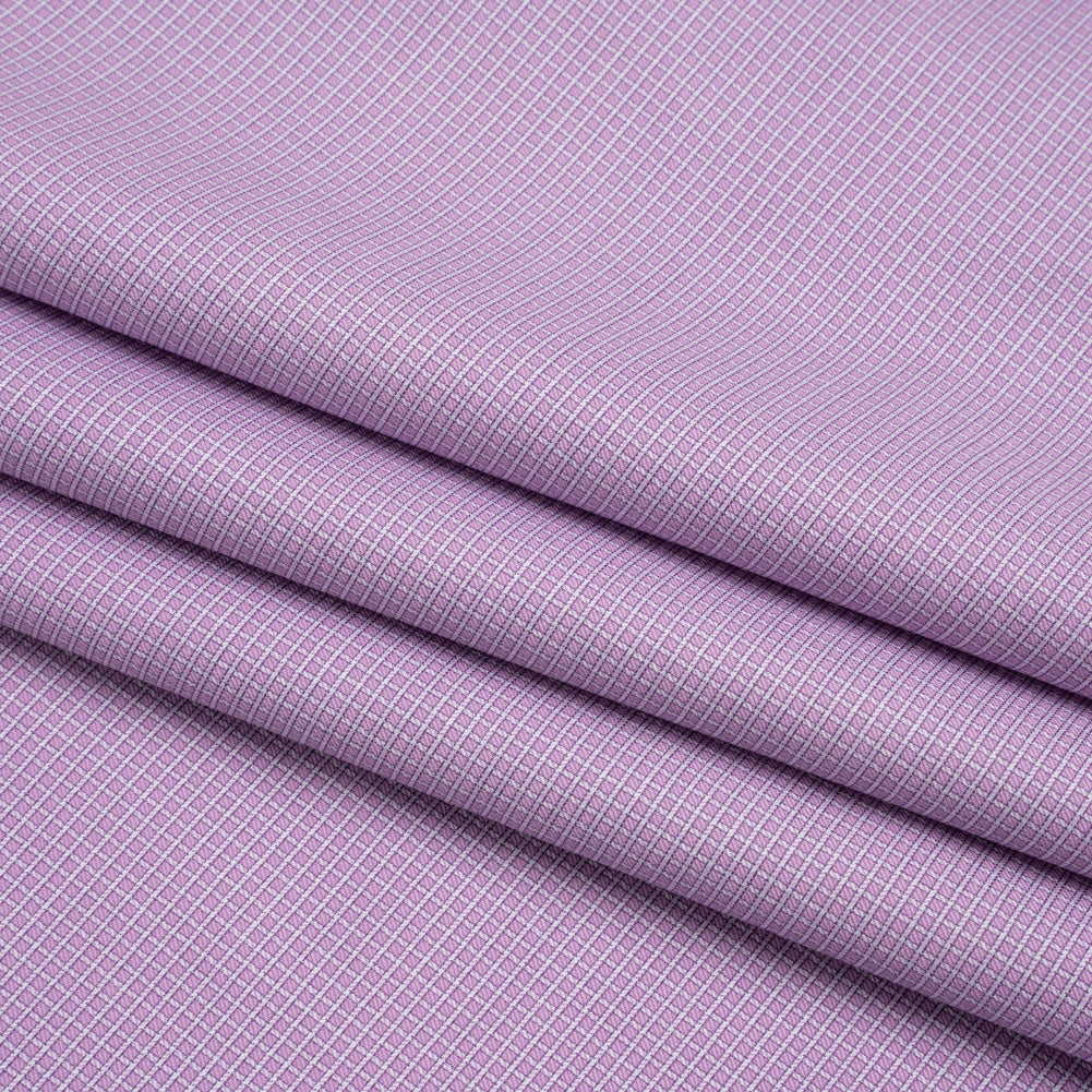 Cotton Twill Shirting - Lavender and White Little Checks - Deadstock Cotton Twill Shirting - Lavender and White Little Checks - Deadstock