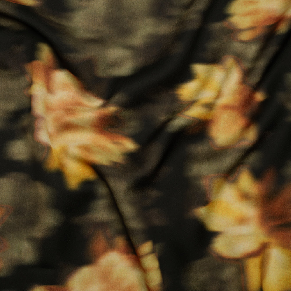 Polyester Crepe-Back Satin - Yellow, Tan and Olive Green Blurred Florals - Mood Exclusive Blurring Blossoms Print Polyester Crepe-Back Satin - Yellow, Tan and Olive Green Blurred Florals - Mood Exclusive Blurring Blossoms Print