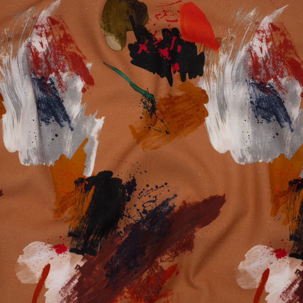 Linen and Rayon Woven - Burnt Orange and Black Abstract Brushstrokes - Mood Exclusive Pigment Playground Print Linen and Rayon Woven - Burnt Orange and Black Abstract Brushstrokes - Mood Exclusive Pigment Playground Print