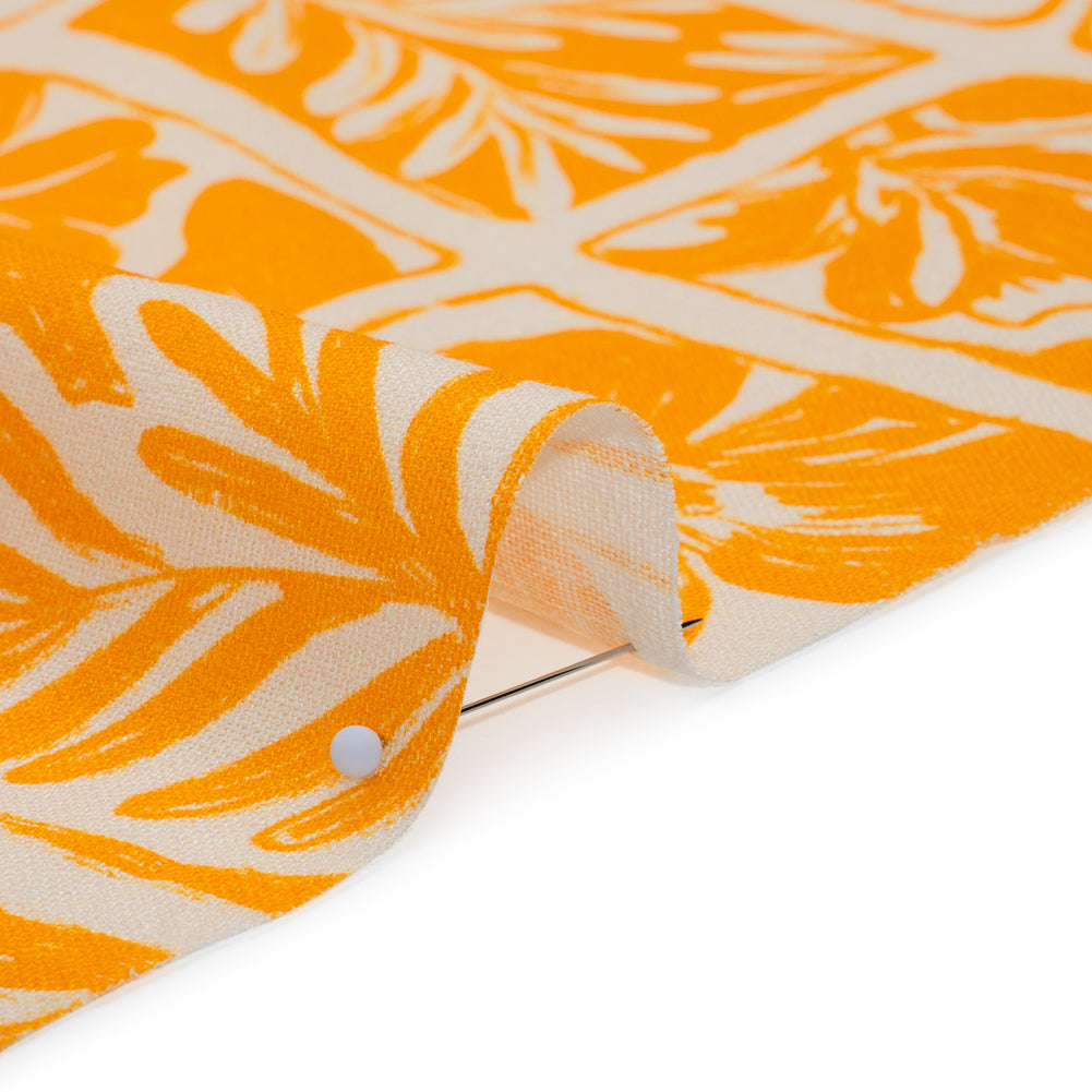 Linen and Rayon Woven - Sunshine Yellow and Cream Leaf and Flower Blocks - Mood Exclusive Terrarium Tendrils Print Linen and Rayon Woven - Sunshine Yellow and Cream Leaf and Flower Blocks - Mood Exclusive Terrarium Tendrils Print