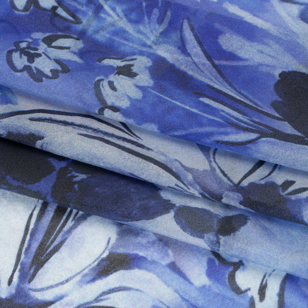 Viscose and Polyester Crepe Organza - Royal Blue and Black Dreamy Florals - Mood Exclusive Dream Weaver Print Viscose and Polyester Crepe Organza - Royal Blue and Black Dreamy Florals - Mood Exclusive Dream Weaver Print