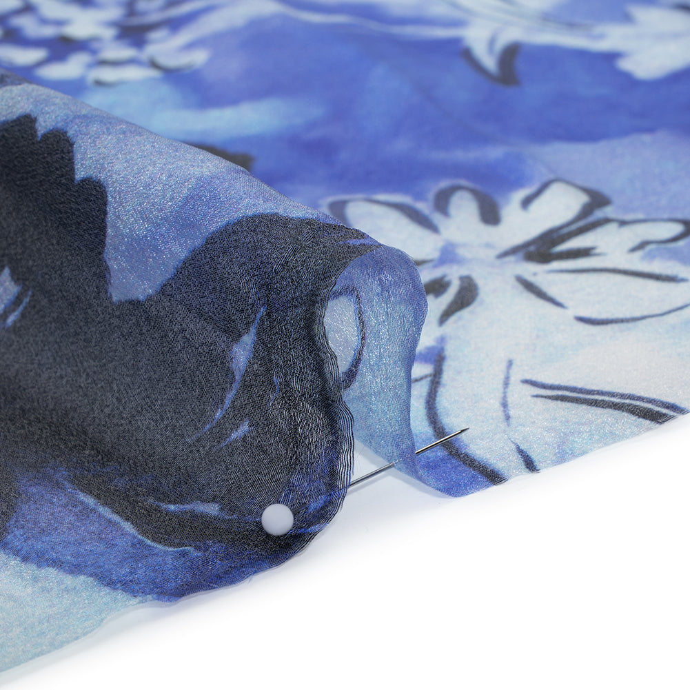 Viscose and Polyester Crepe Organza - Royal Blue and Black Dreamy Florals - Mood Exclusive Dream Weaver Print Viscose and Polyester Crepe Organza - Royal Blue and Black Dreamy Florals - Mood Exclusive Dream Weaver Print