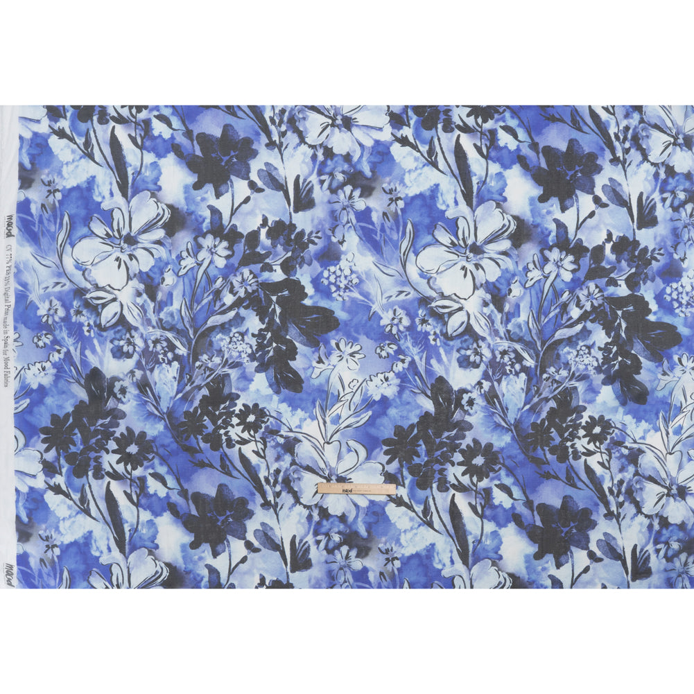 Viscose and Polyester Crepe Organza - Royal Blue and Black Dreamy Florals - Mood Exclusive Dream Weaver Print Viscose and Polyester Crepe Organza - Royal Blue and Black Dreamy Florals - Mood Exclusive Dream Weaver Print