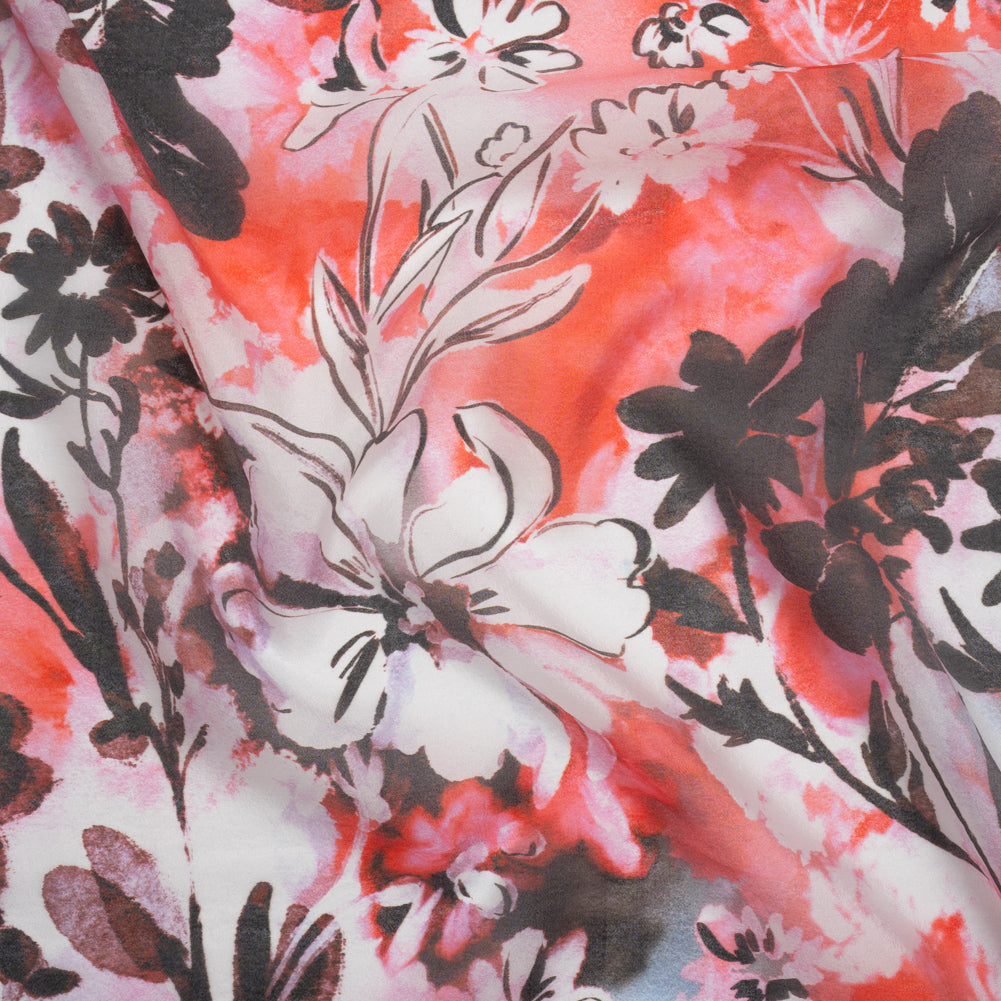 Viscose and Polyester Crepe Organza - Scarlet Red and Black Dreamy Florals - Mood Exclusive Dream Weaver Print Viscose and Polyester Crepe Organza - Scarlet Red and Black Dreamy Florals - Mood Exclusive Dream Weaver Print