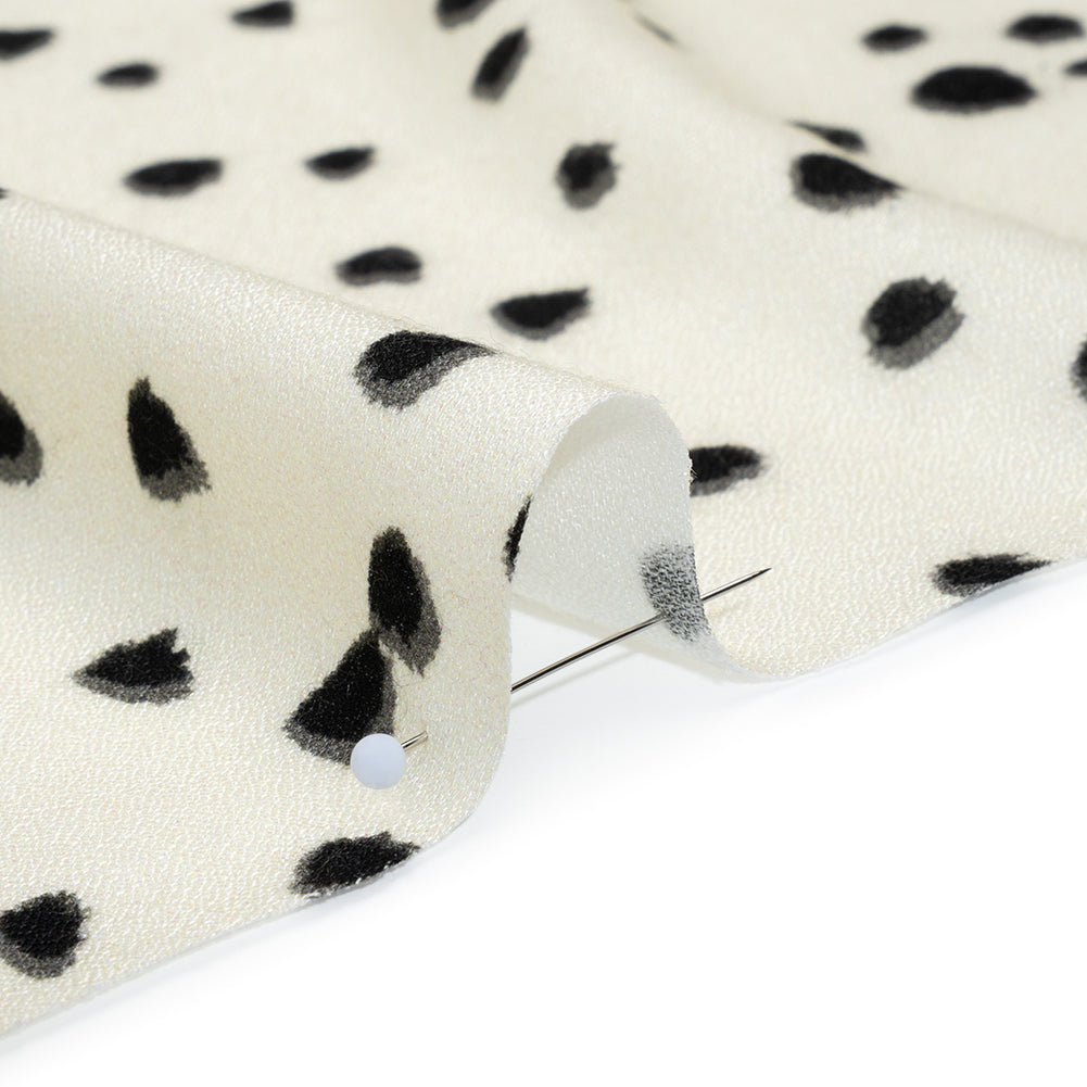 Viscose Crepe - Cream and Black Shadowed Spots - Mood Exclusive Peppered Paws Print - Detail Viscose Crepe - Cream and Black Shadowed Spots - Mood Exclusive Peppered Paws Print - Detail