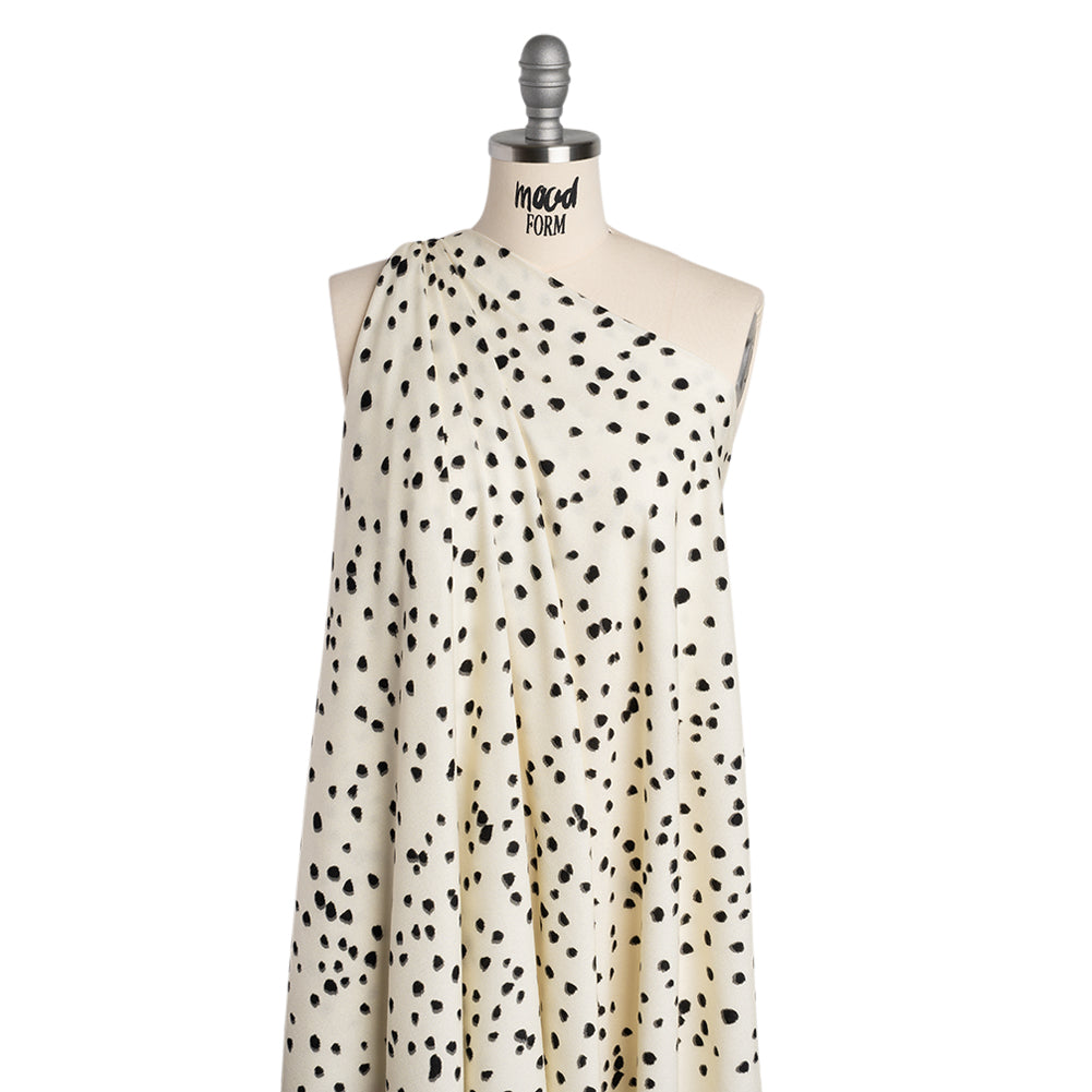 Viscose Crepe - Cream and Black Shadowed Spots - Mood Exclusive Peppered Paws Print - Drape Viscose Crepe - Cream and Black Shadowed Spots - Mood Exclusive Peppered Paws Print - Drape