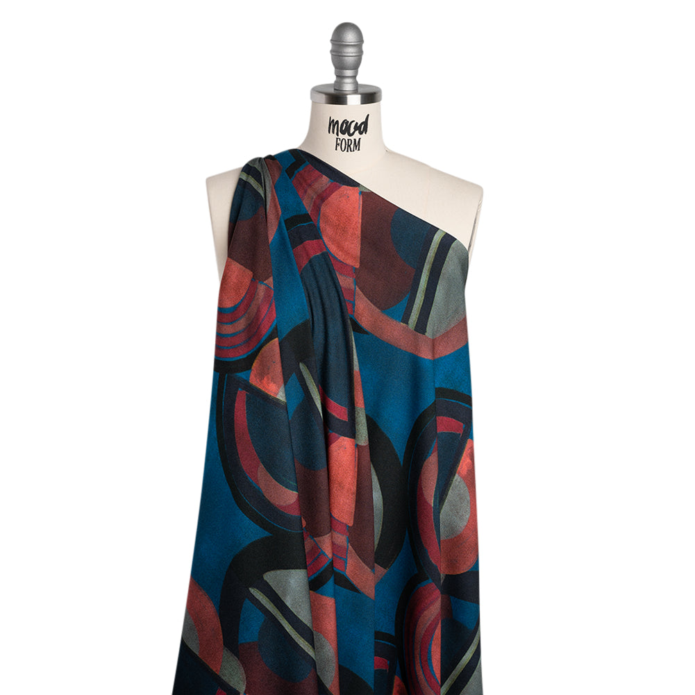 Viscose Crepe - Berry Red, Deep Blue and Navy Soft Geometrics - Mood Exclusive Orphic Orbits Print Viscose Crepe - Berry Red, Deep Blue and Navy Soft Geometrics - Mood Exclusive Orphic Orbits Print