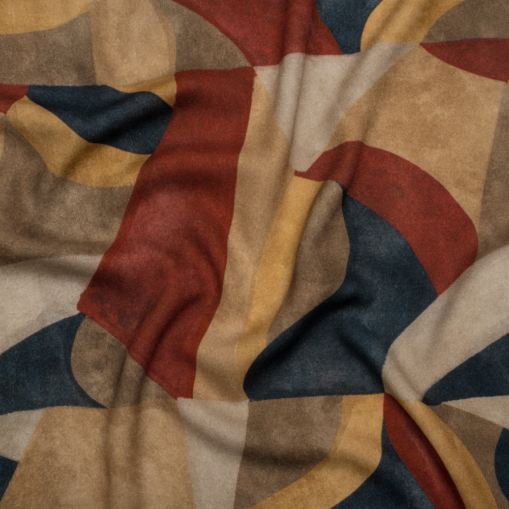 Viscose Crepe - Beige, Red and Blue Abstract Shapes - Mood Exclusive Drifting Intentions Print Viscose Crepe - Beige, Red and Blue Abstract Shapes - Mood Exclusive Drifting Intentions Print