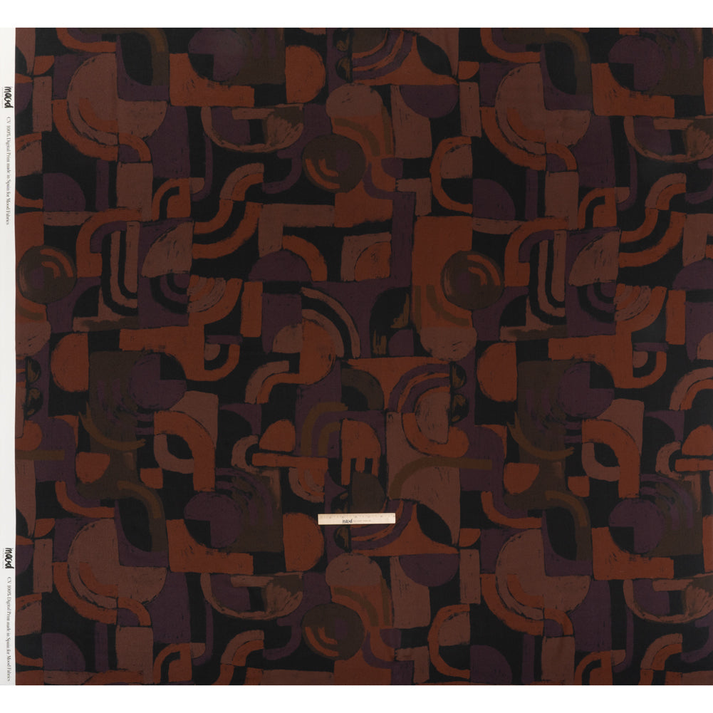 Viscose Crepe - Burgundy, Aubergine and Black Painted Shapes - Mood Exclusive Painted Play Print - Full Viscose Crepe - Burgundy, Aubergine and Black Painted Shapes - Mood Exclusive Painted Play Print - Full
