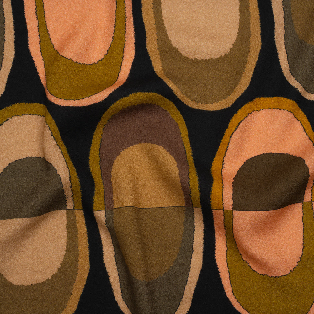Viscose Crepe - Olive, Peach and Black Lozenges - Mood Exclusive Sweet Suckers Print Viscose Crepe - Olive, Peach and Black Lozenges - Mood Exclusive Sweet Suckers Print