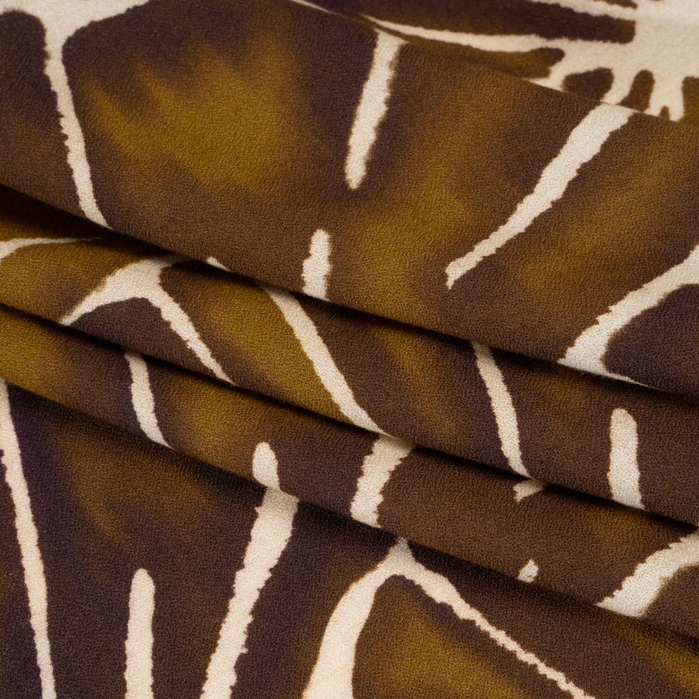 Viscose Crepe - Brown, Tan and Cream Floral Blocks - Mood Exclusive Pixel Petals Print - Folded Viscose Crepe - Brown, Tan and Cream Floral Blocks - Mood Exclusive Pixel Petals Print - Folded