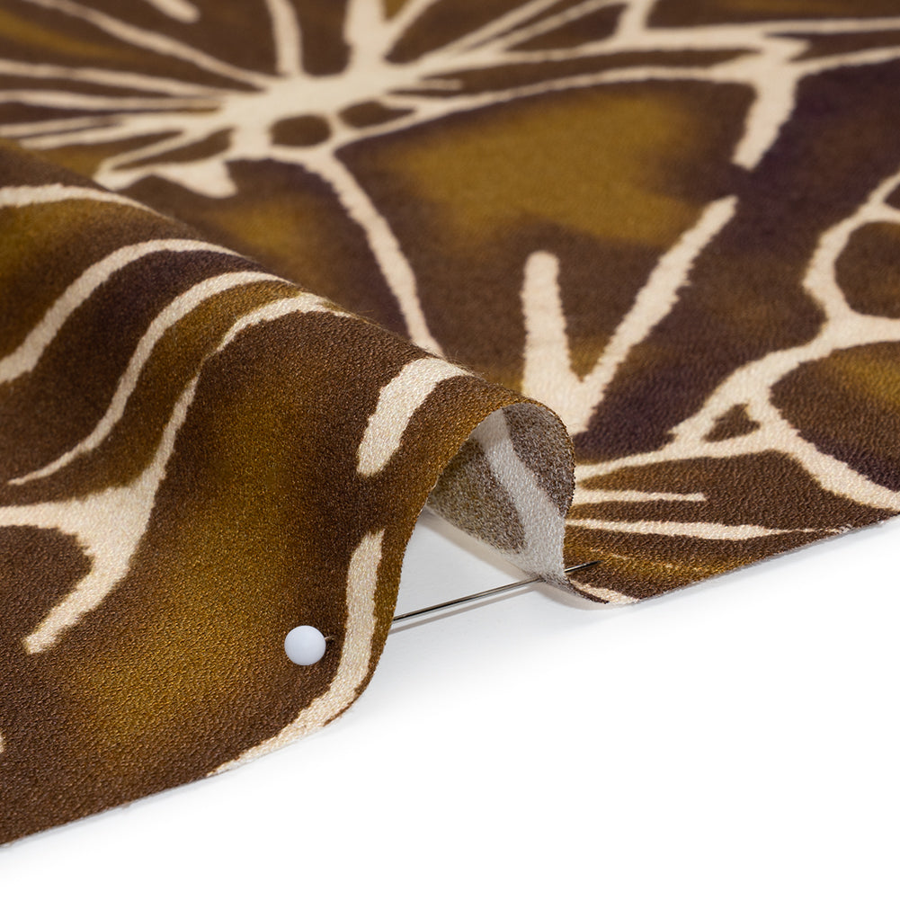 Viscose Crepe - Brown, Tan and Cream Floral Blocks - Mood Exclusive Pixel Petals Print - Detail Viscose Crepe - Brown, Tan and Cream Floral Blocks - Mood Exclusive Pixel Petals Print - Detail