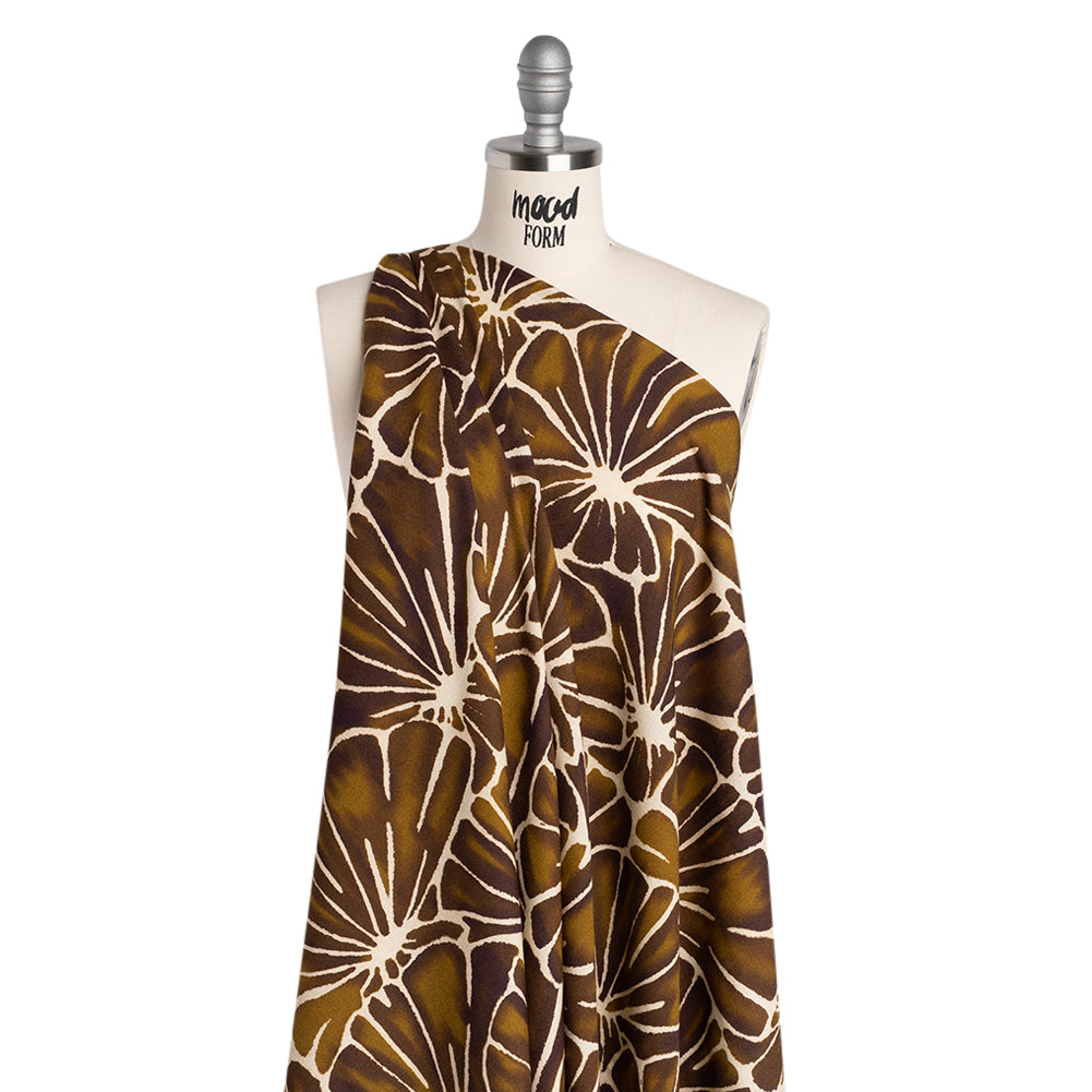 Viscose Crepe - Brown, Tan and Cream Floral Blocks - Mood Exclusive Pixel Petals Print - Drape Viscose Crepe - Brown, Tan and Cream Floral Blocks - Mood Exclusive Pixel Petals Print - Drape