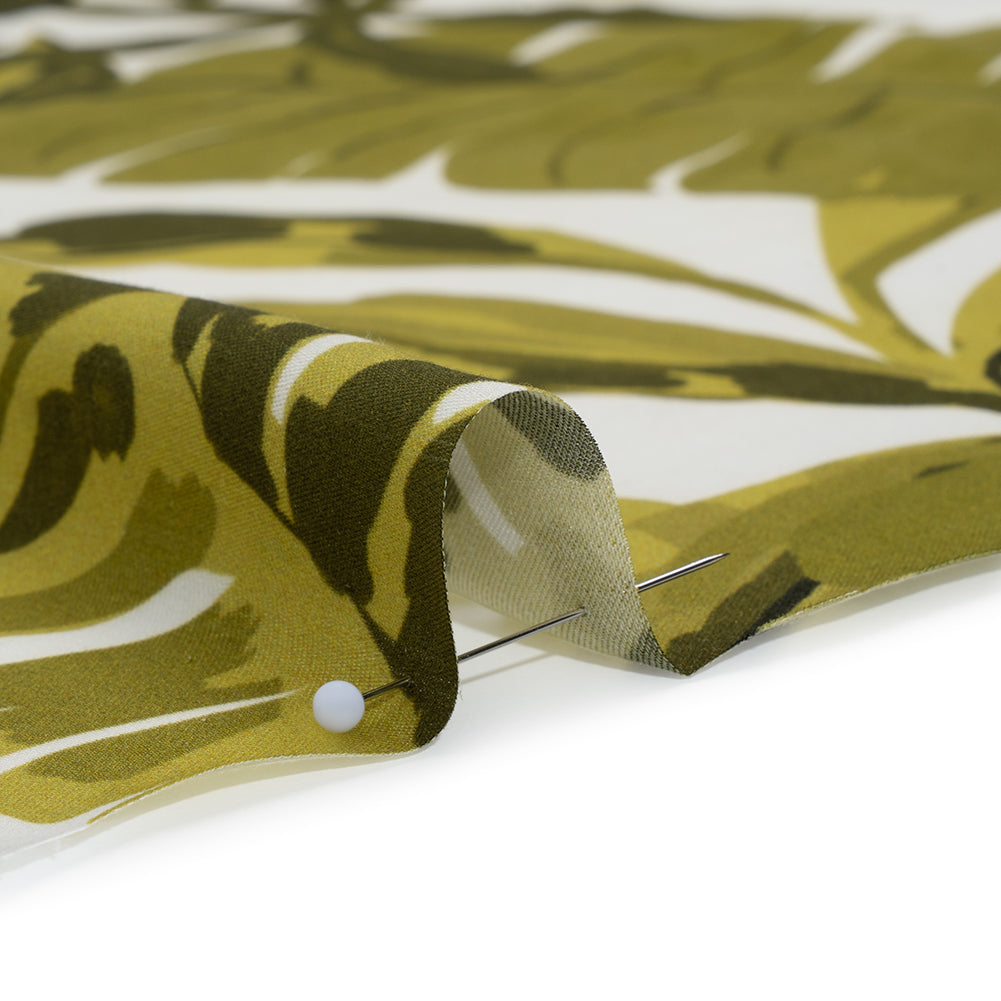 Rayon Challis - Green and White Tropical Leaves - Mood Exclusive Paradise Rhapsody Print - Detail Rayon Challis - Green and White Tropical Leaves - Mood Exclusive Paradise Rhapsody Print - Detail