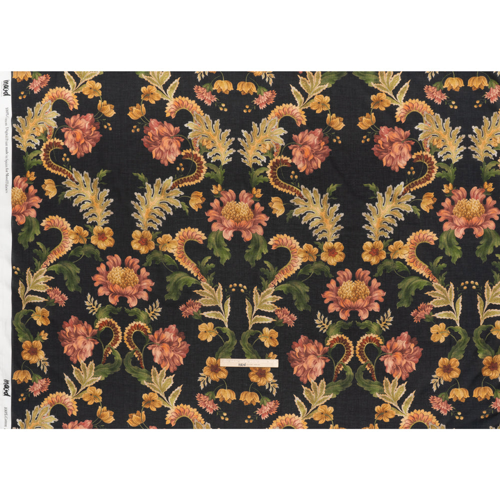 Cotton Crepe - Black, Dark Red and Golden Ochre Moody Florals - Mood Exclusive Rose Renaissance Print Cotton Crepe - Black, Dark Red and Golden Ochre Moody Florals - Mood Exclusive Rose Renaissance Print