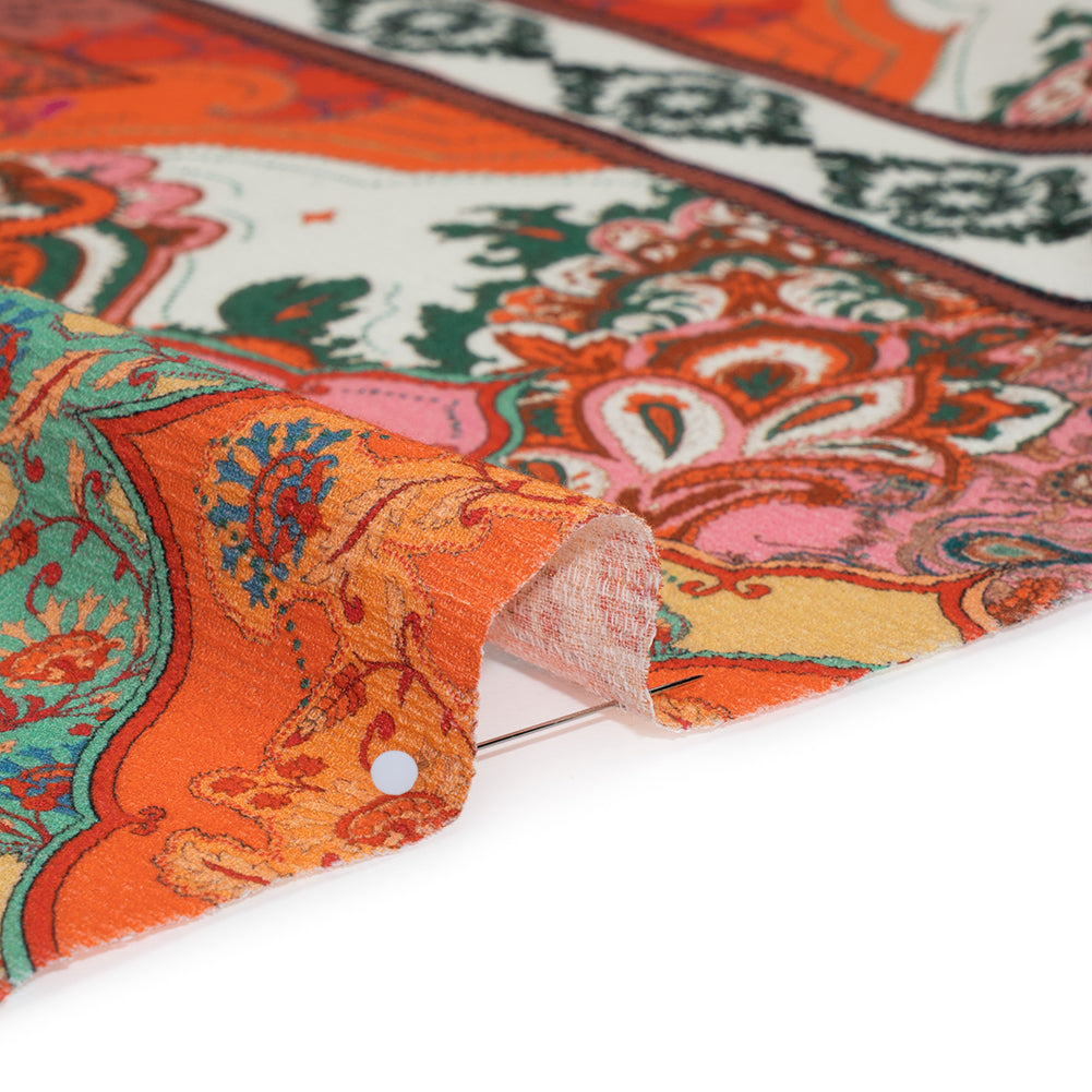 Slubbed Gauzy Cotton Woven Panel - Pink, Orange and Teal Paisley - Mood Exclusive La Vie Boheme Print - Detail Slubbed Gauzy Cotton Woven Panel - Pink, Orange and Teal Paisley - Mood Exclusive La Vie Boheme Print - Detail