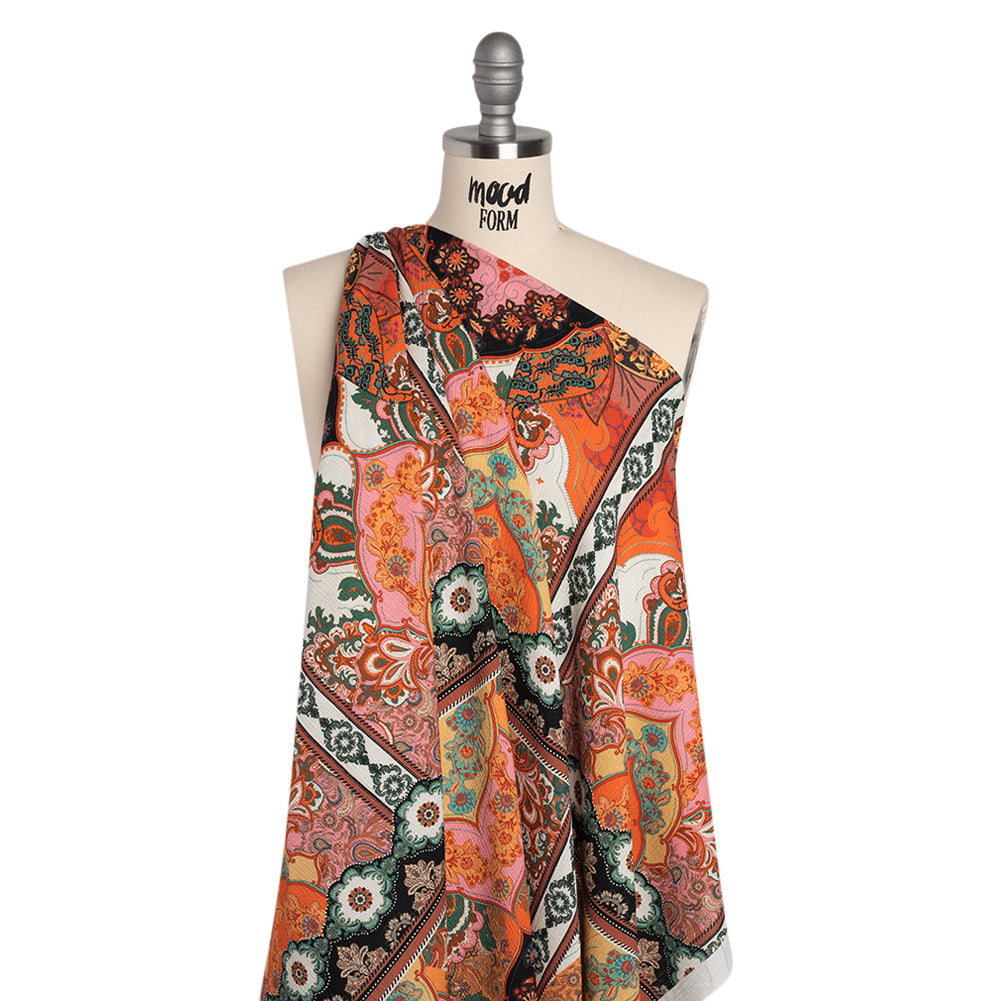 Slubbed Gauzy Cotton Woven Panel - Pink, Orange and Teal Paisley - Mood Exclusive La Vie Boheme Print - Drape Slubbed Gauzy Cotton Woven Panel - Pink, Orange and Teal Paisley - Mood Exclusive La Vie Boheme Print - Drape