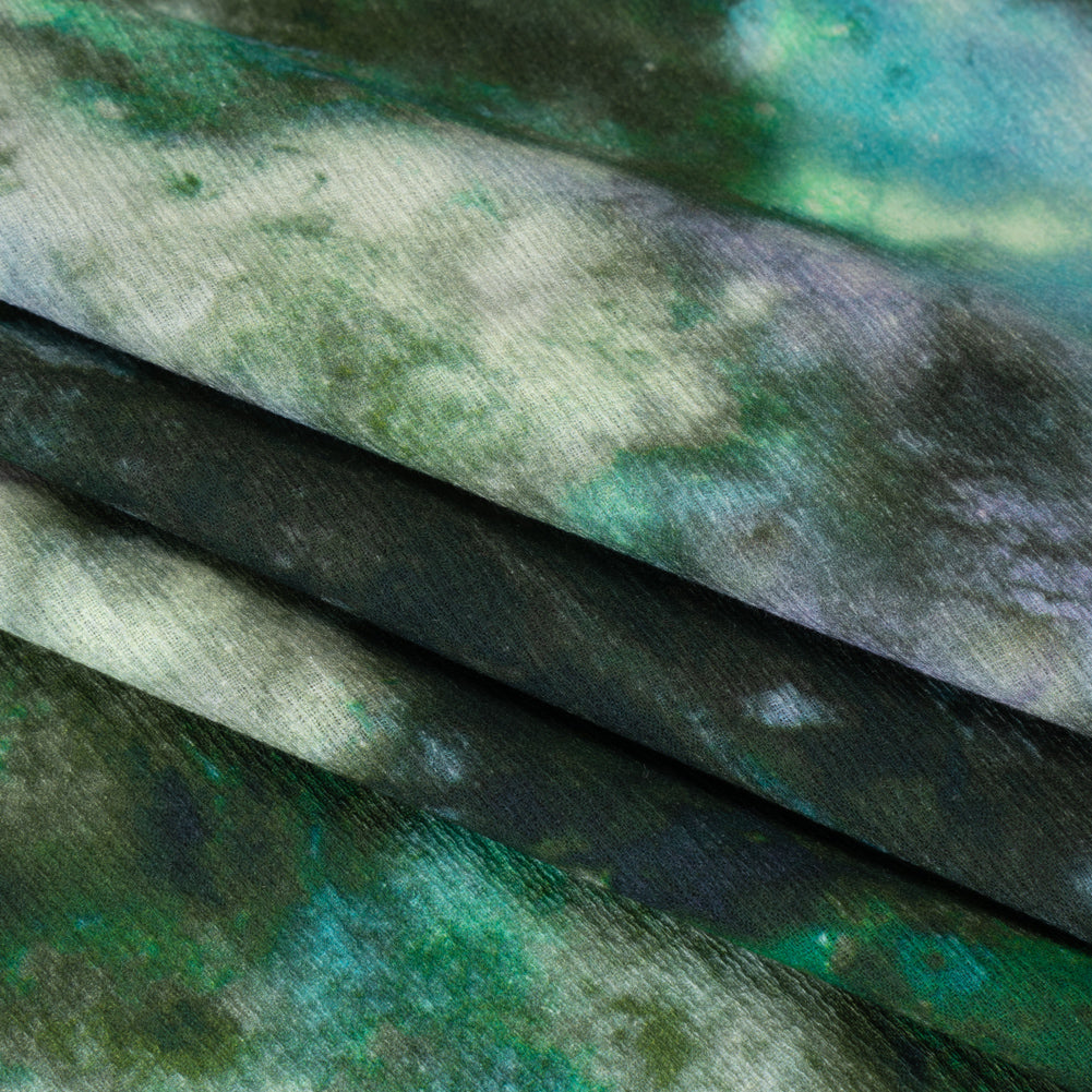 Slubbed Gauzy Cotton Woven - Blue, Green and Lavender Abstract Painting - Mood Exclusive Celestial Drift Print Slubbed Gauzy Cotton Woven - Blue, Green and Lavender Abstract Painting - Mood Exclusive Celestial Drift Print