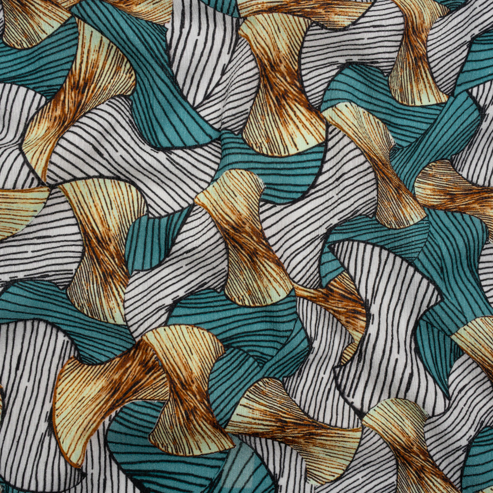 Slubbed Gauzy Cotton Woven - Blue, Brown and White Abstract - Mood Exclusive Tantric Tessellations Print Slubbed Gauzy Cotton Woven - Blue, Brown and White Abstract - Mood Exclusive Tantric Tessellations Print