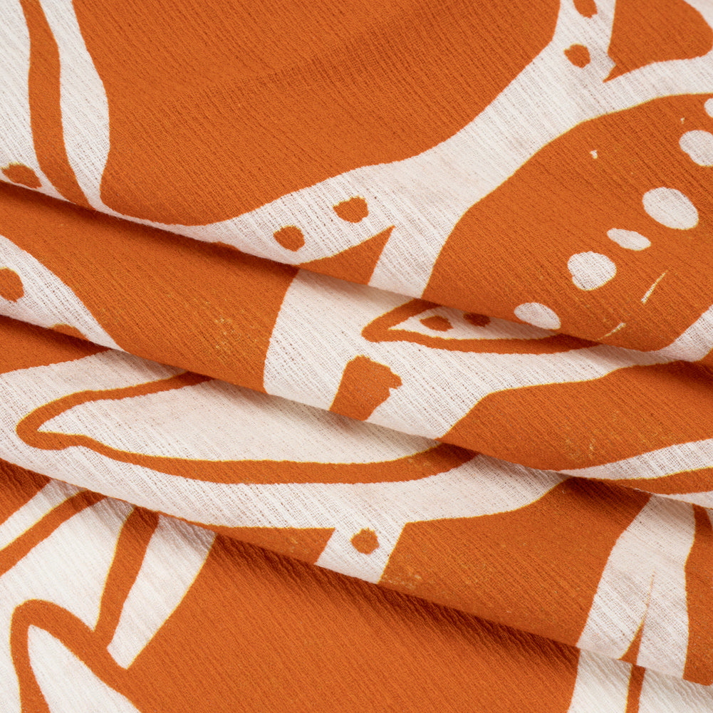 Slubbed Gauzy Cotton Woven - Pumpkin Orange and Cream Vines - Mood Exclusive Sandswept Tangle Print Slubbed Gauzy Cotton Woven - Pumpkin Orange and Cream Vines - Mood Exclusive Sandswept Tangle Print