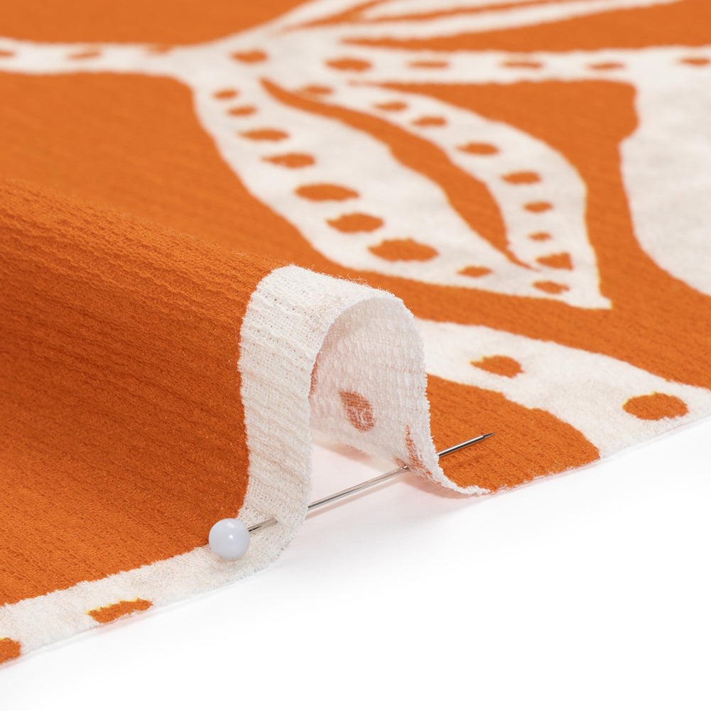 Slubbed Gauzy Cotton Woven - Pumpkin Orange and Cream Vines - Mood Exclusive Sandswept Tangle Print Slubbed Gauzy Cotton Woven - Pumpkin Orange and Cream Vines - Mood Exclusive Sandswept Tangle Print