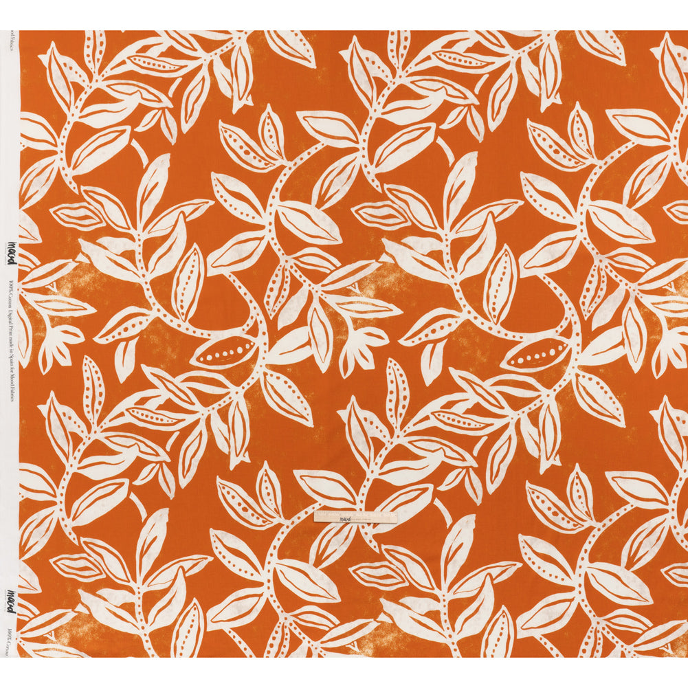 Slubbed Gauzy Cotton Woven - Pumpkin Orange and Cream Vines - Mood Exclusive Sandswept Tangle Print Slubbed Gauzy Cotton Woven - Pumpkin Orange and Cream Vines - Mood Exclusive Sandswept Tangle Print