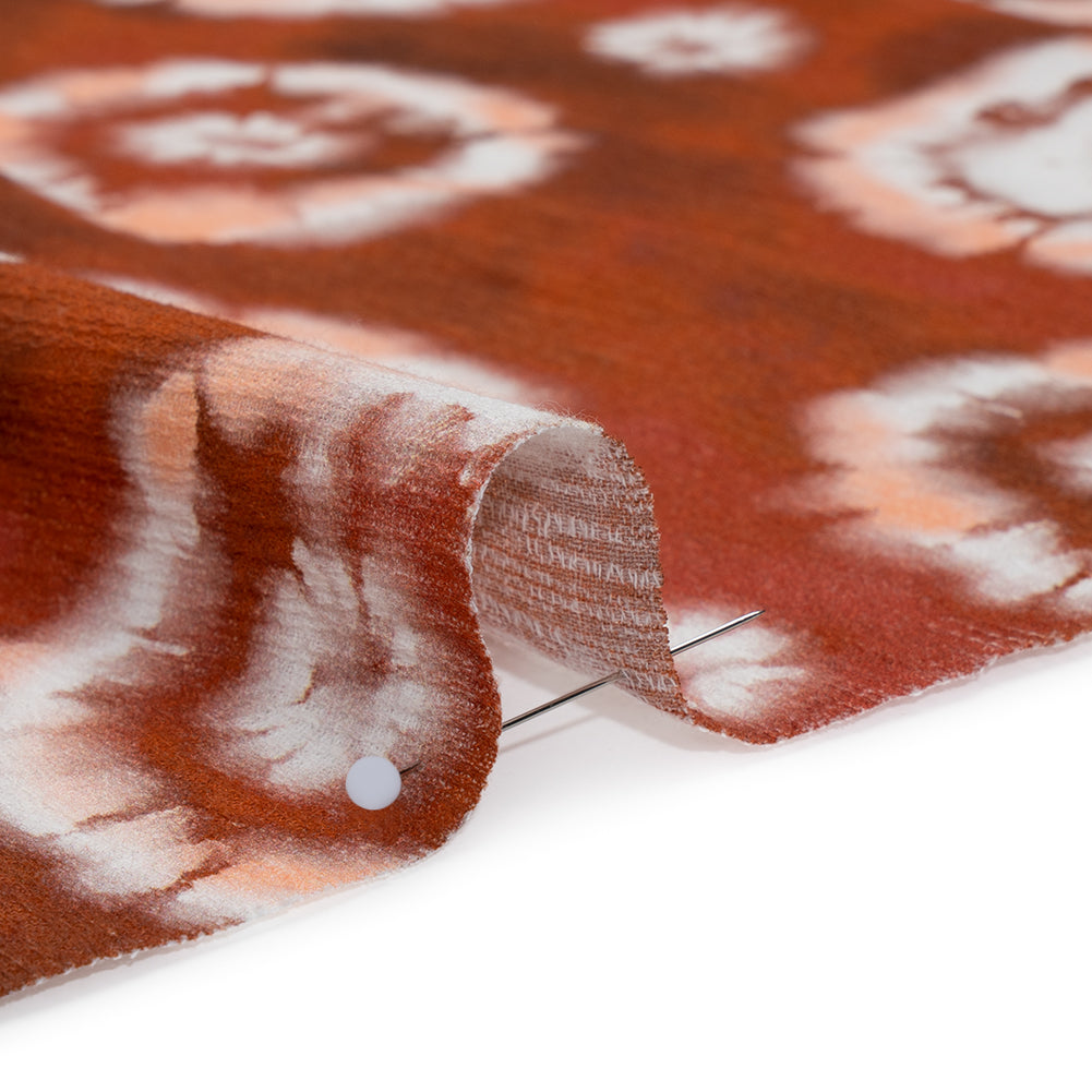 Slubbed Gauzy Cotton Woven - Red, Peach and White Tie Dye Flowers - Mood Exclusive Dandelion Daydream Print - Detail Slubbed Gauzy Cotton Woven - Red, Peach and White Tie Dye Flowers - Mood Exclusive Dandelion Daydream Print - Detail