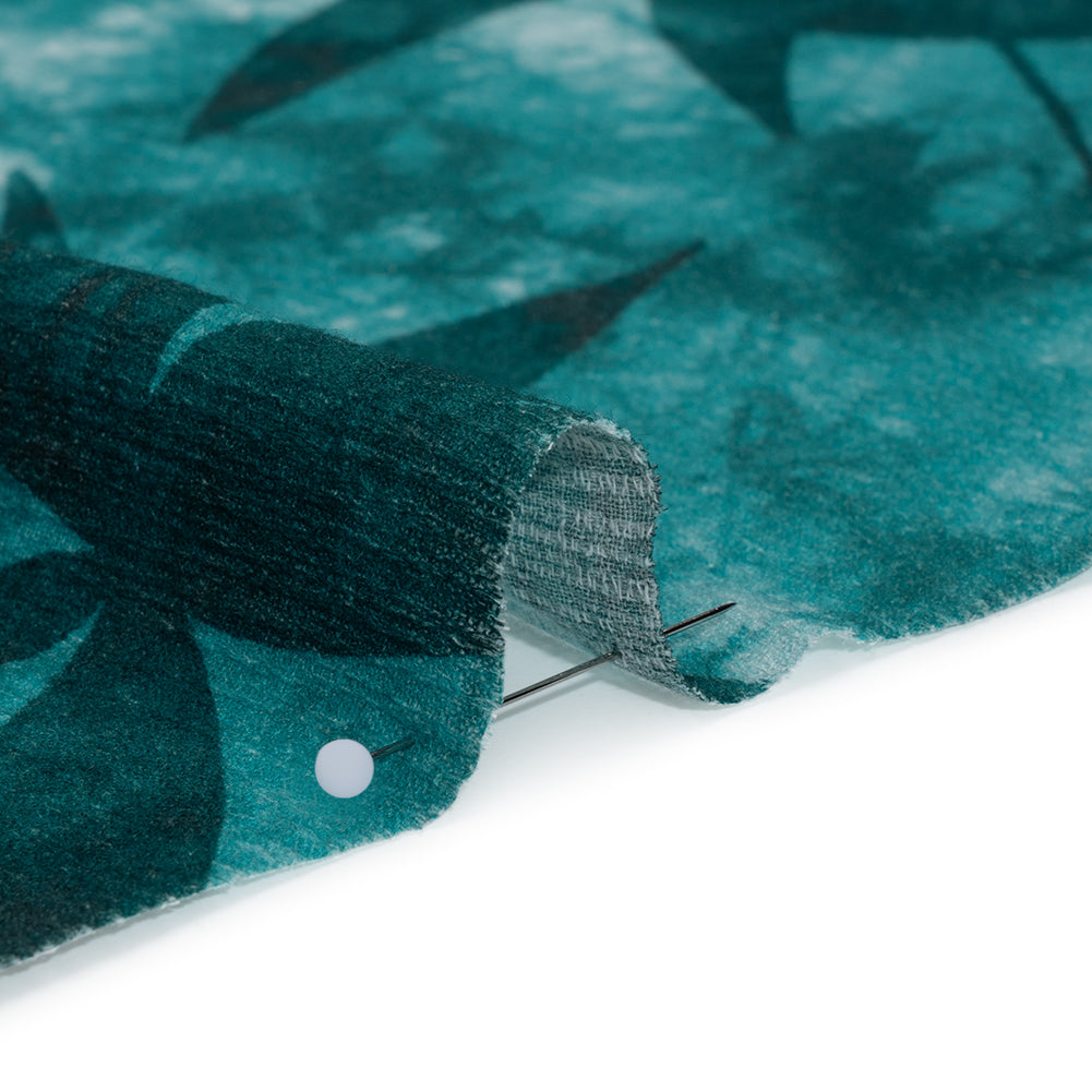Slubbed Gauzy Cotton Woven - Teal and Turquoise Leaves on Tie Dye - Mood Exclusive Submerged Serenity Print Slubbed Gauzy Cotton Woven - Teal and Turquoise Leaves on Tie Dye - Mood Exclusive Submerged Serenity Print