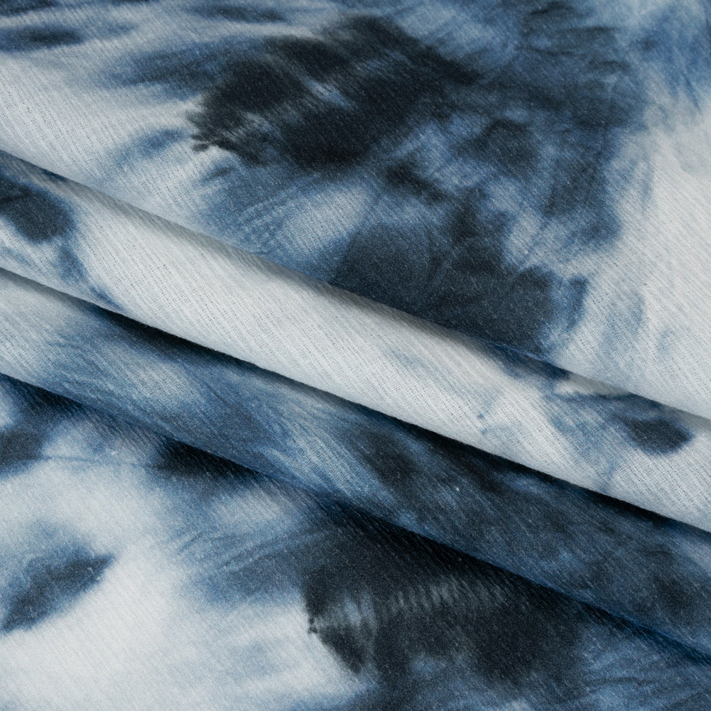 Slubbed Gauzy Cotton Woven - Denim Blue and White Tie Dye - Mood Exclusive Rorschach Revelations Print Slubbed Gauzy Cotton Woven - Denim Blue and White Tie Dye - Mood Exclusive Rorschach Revelations Print