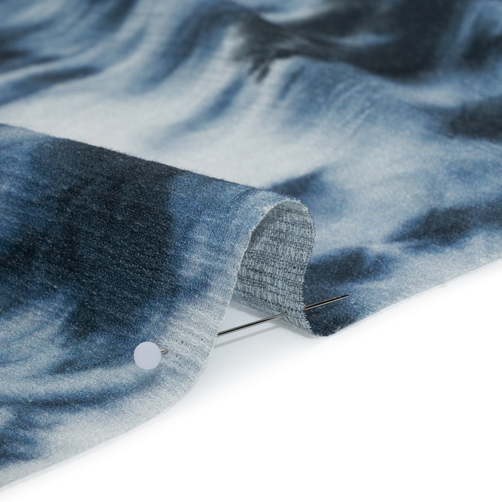 Slubbed Gauzy Cotton Woven - Denim Blue and White Tie Dye - Mood Exclusive Rorschach Revelations Print Slubbed Gauzy Cotton Woven - Denim Blue and White Tie Dye - Mood Exclusive Rorschach Revelations Print