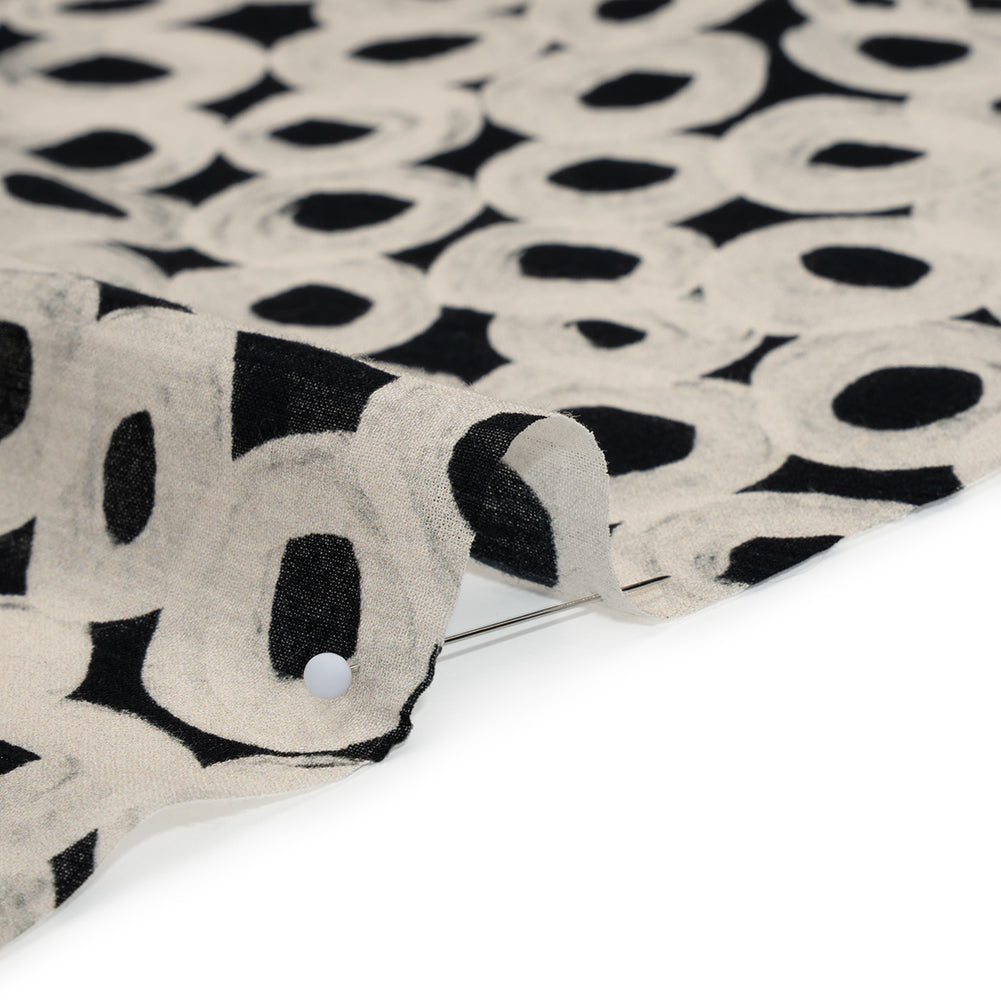 Crinkled Cotton Gauzy Woven - Black and White Painted Circles - Mood Exclusive The Space Between Print Crinkled Cotton Gauzy Woven - Black and White Painted Circles - Mood Exclusive The Space Between Print