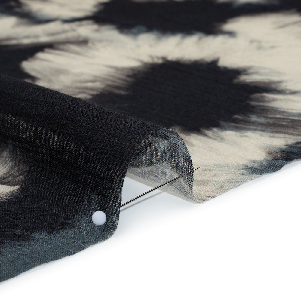 Crinkled Cotton Gauzy Woven - Dark Blue, Black and Cream Painterly Florals - Mood Exclusive Sunflower Strokes Print Crinkled Cotton Gauzy Woven - Dark Blue, Black and Cream Painterly Florals - Mood Exclusive Sunflower Strokes Print